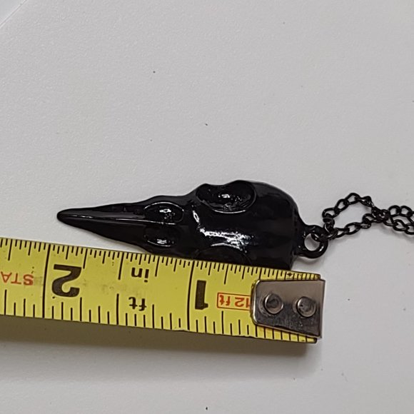 Very Awesome Black Bird Skull Pendant Necklace 20 Inches Long - Picture 10 of 12